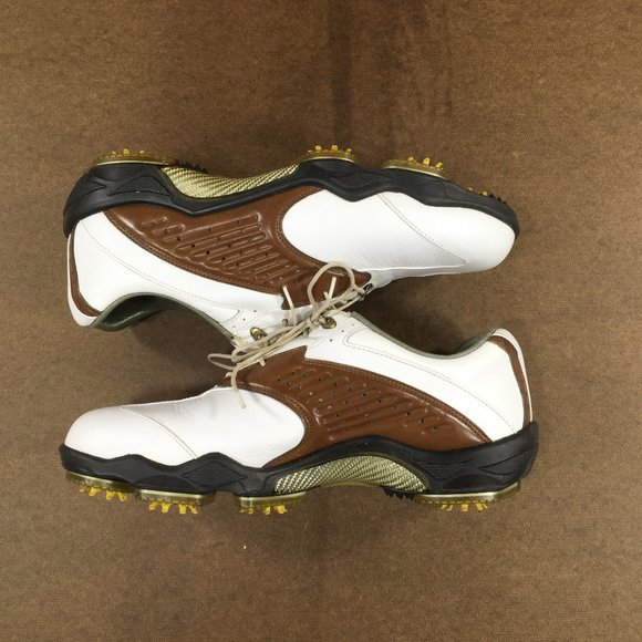 Footjoy DryJoy Golf Shoes Mens Size 9M White Brown Leather 53753 - Picture 3 of 10